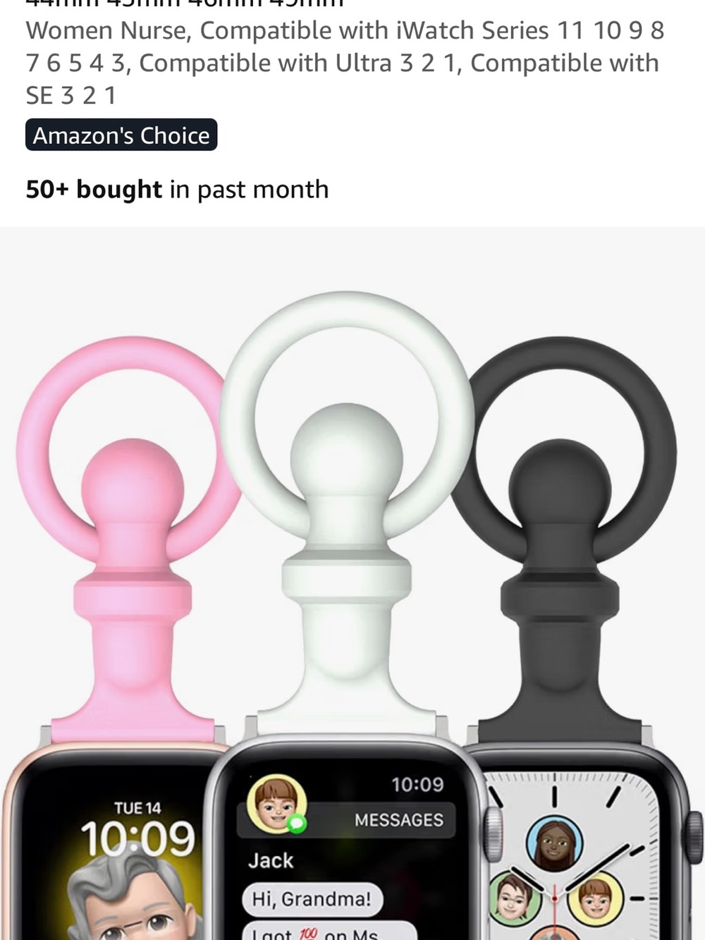 Apple Silicone Ring Holder Strap in Pink, White, Black
